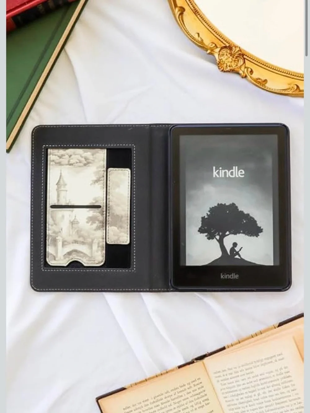 Tablet Sleeve Case with Castle Print - Beige